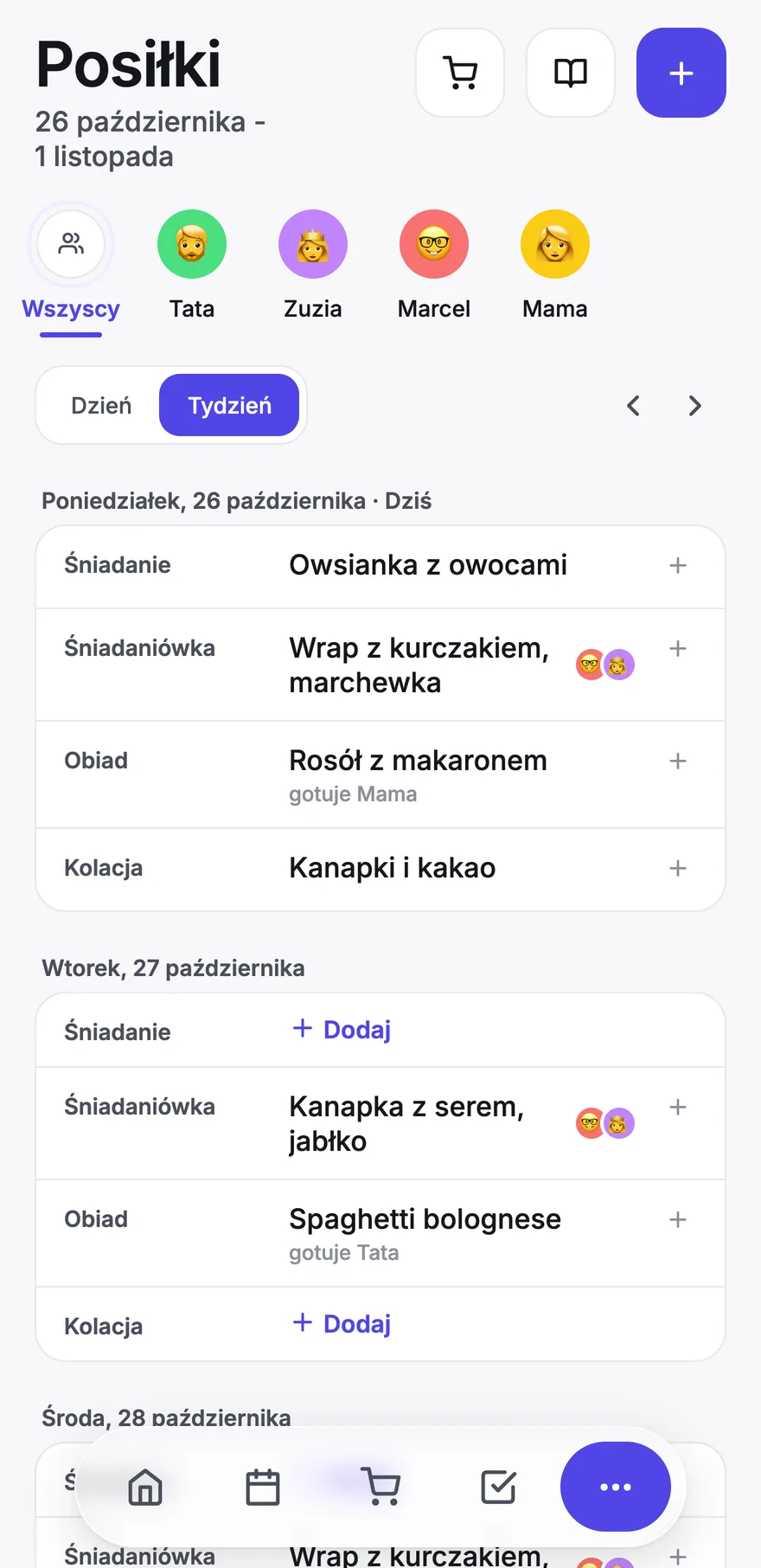 Plan posiłków rodziny w homcio na tydzień: śniadaniówki, obiady i kolacje